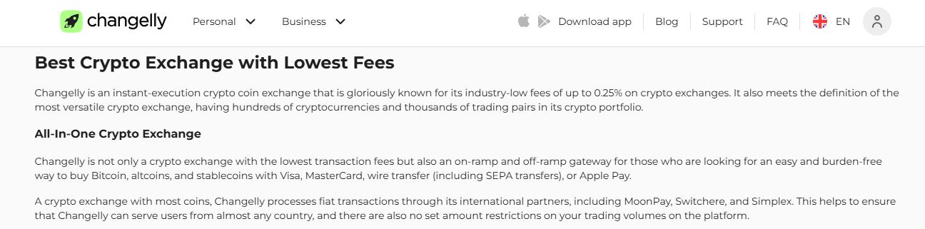 changelly fees