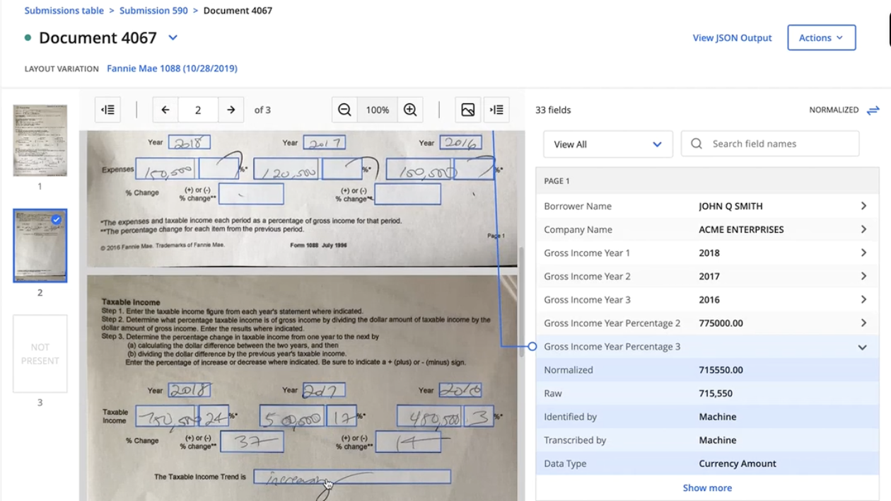 Hyperscience OCR feature scanning handwriting.