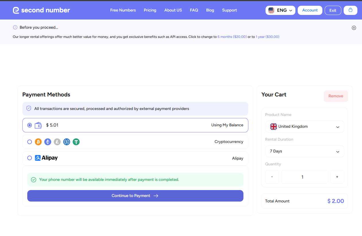 billing page