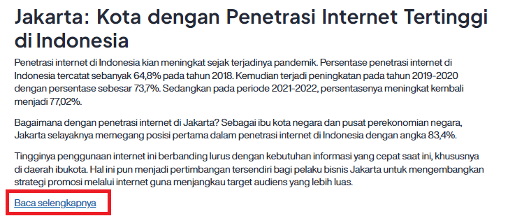 Contoh penggunaan hidden text dengan elemen “Baca selengkapnya”.