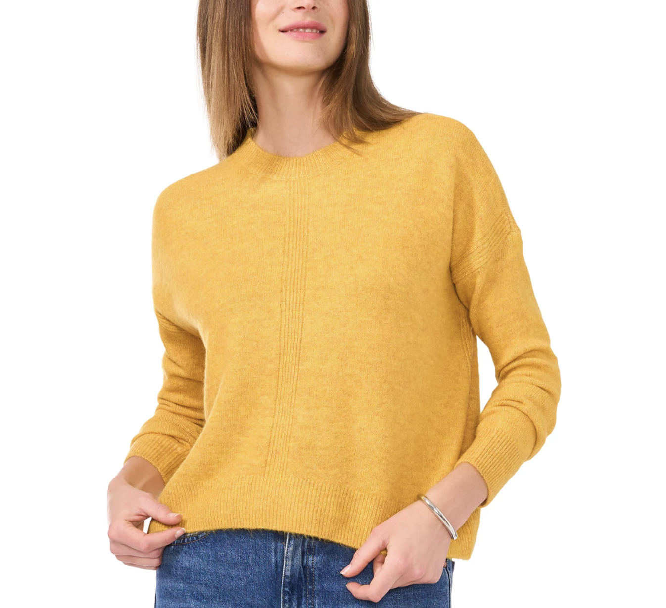 Vince Camuto Ribbed Crewneck Long-Sleeve Sweater