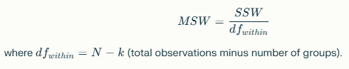  the formula of mean square within groups
