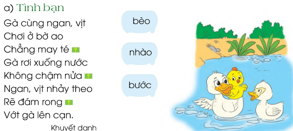 BÀI 4: EM YÊU BẠN BÈChia sẻCâu 1: Các bạn trong bức tranh dưới đây đang làm gì?Giải nhanh:Chơi trò kéo co.Câu 2: Trò chơi kéo co đòi hỏi người chơi những gì? Chọn các ý đúng: a) Mọi người trong đội đều cố gắng.b) Chỉ cần một người trong đội cố gắng.c) Mọi người trong đội biết cách phối hợp với nhau.Giải nhanh:a) và c) Câu 3: Ngoài trò chơi kéo co, em còn biết những hoạt động nào cần có tập thể?Giải nhanh:Hát tốp ca, làm vệ sinh lớp học, lao động tập thể…BÀI ĐỌC 1: LÀM VIỆC THẬT LÀ VUIGhép từ ở cột A phù hợp với nghĩa ở cột B:Giải nhanh:Đọc hiểu Câu 1: Em hiểu  từng đàn chim áo trắng