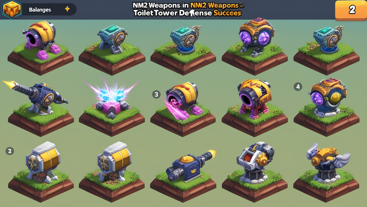 NM2 Weapons in Toilet Tower Defense