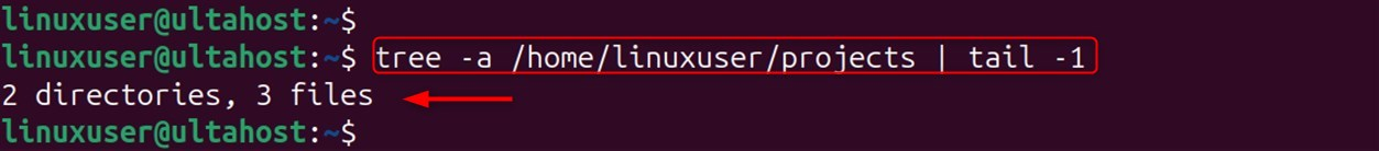 using tree to count files only