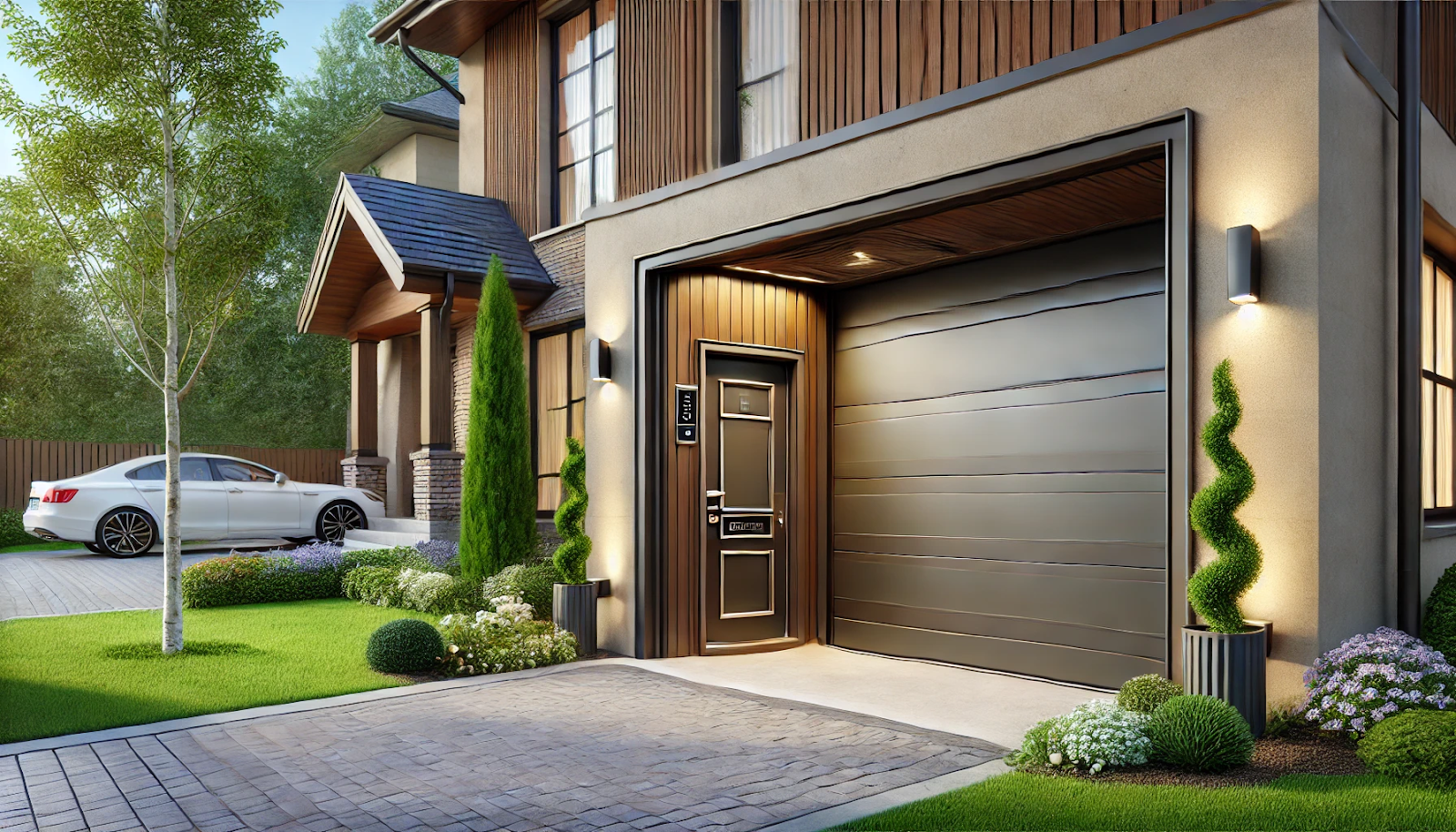 garage door with entry door