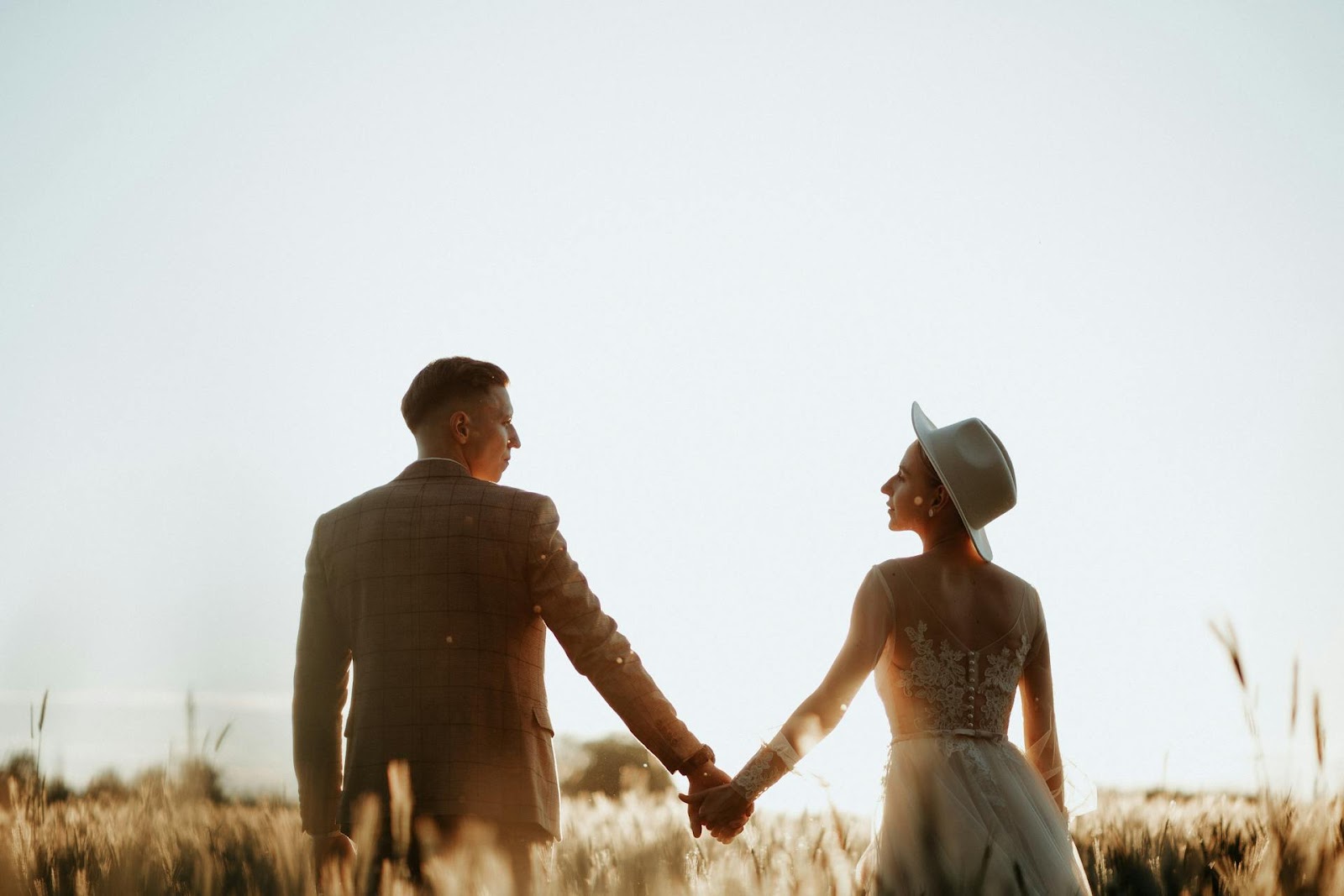 Bride and Groom at Sunset