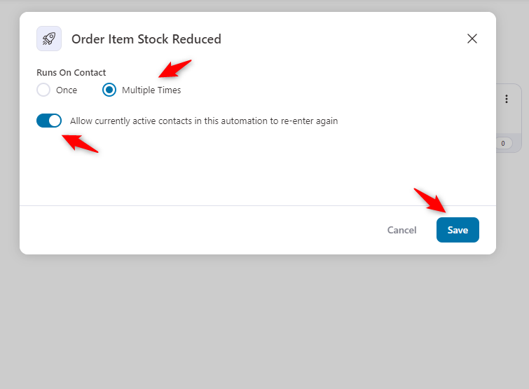 Configure the order item stock reduced event trigger