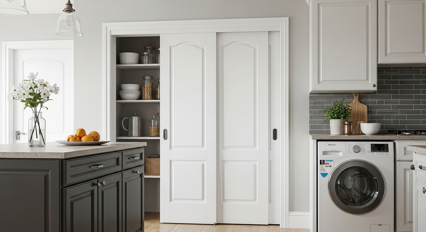 White Sliding doors in the kitchen