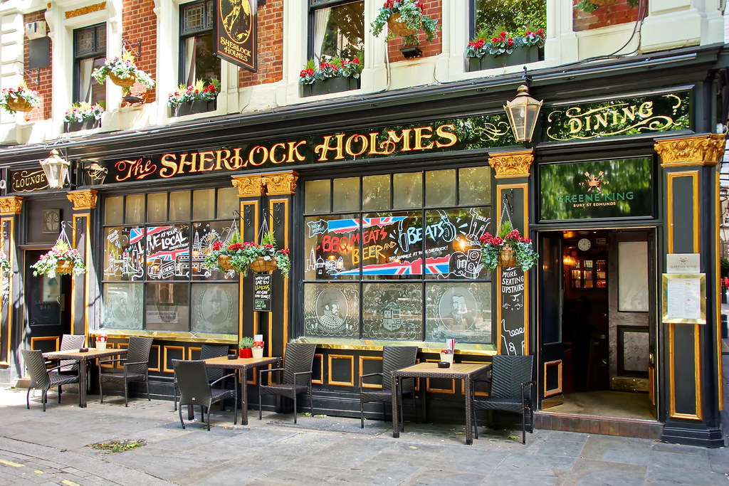 the storefront of The Sherlock Holmes Pub

