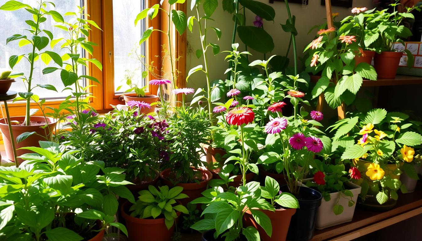 Plantas herbáceas cultivadas em casa