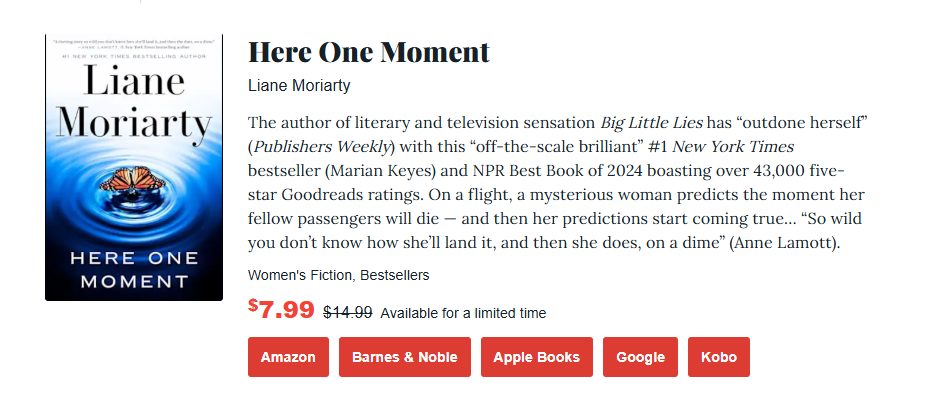 a screenshot of here one moment book