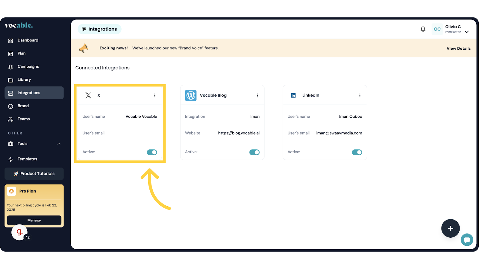 Your X Channel is now integrated