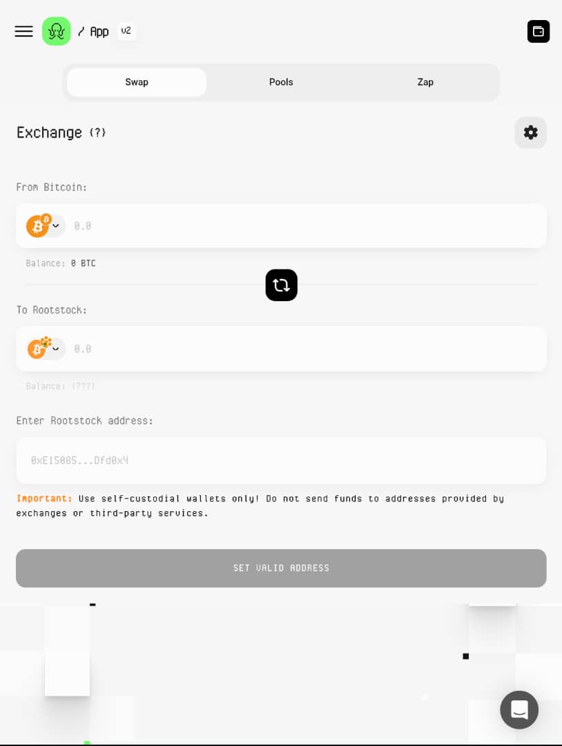 An image showing how to swap from BTC to rBTC using symbiosis finance