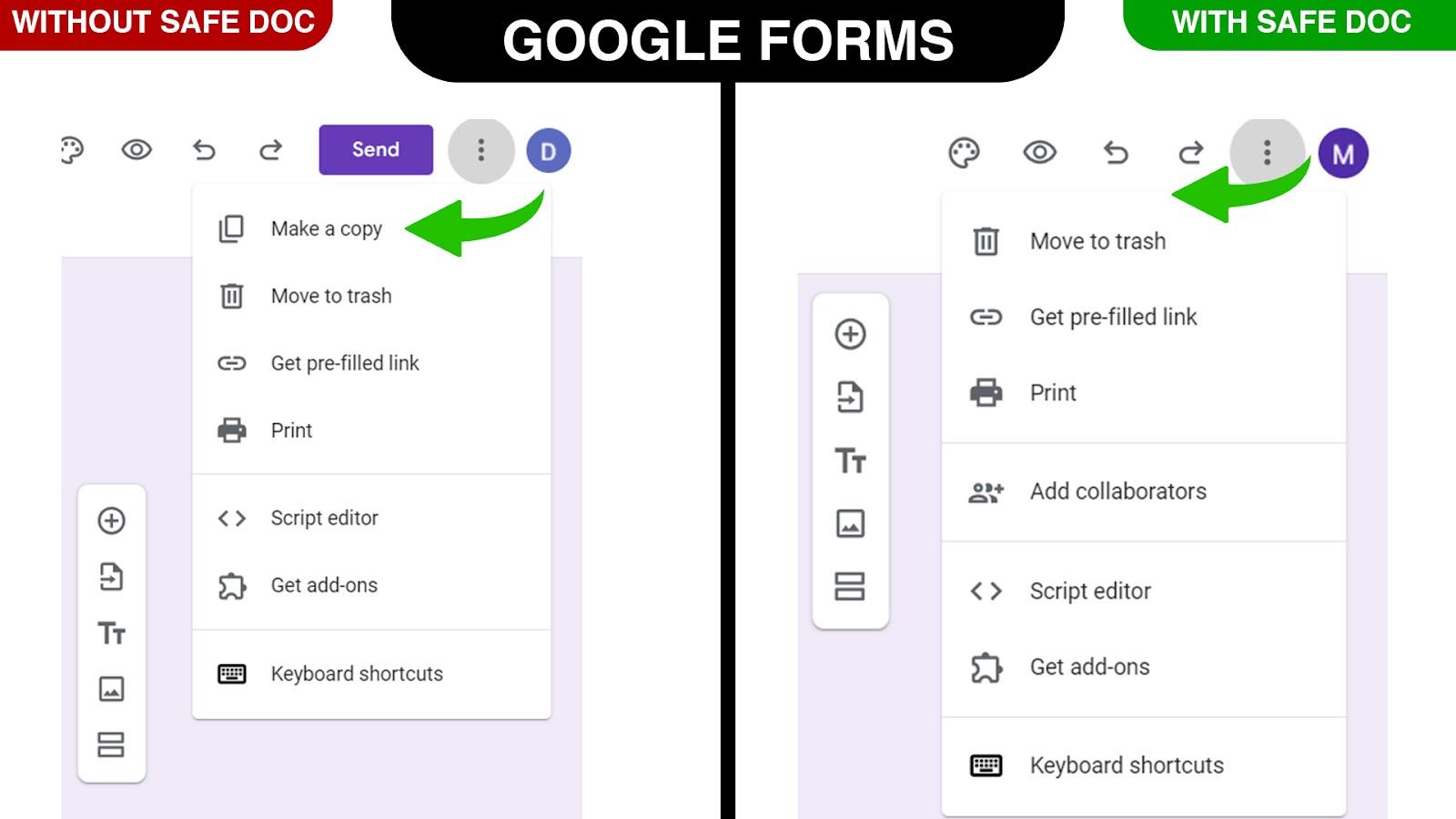 Safe Doc removes the Make a Copy option in Google Forms