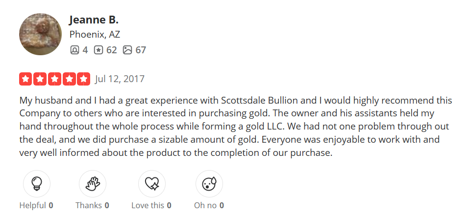 review 4 of Scottsdale Bullion & Coin