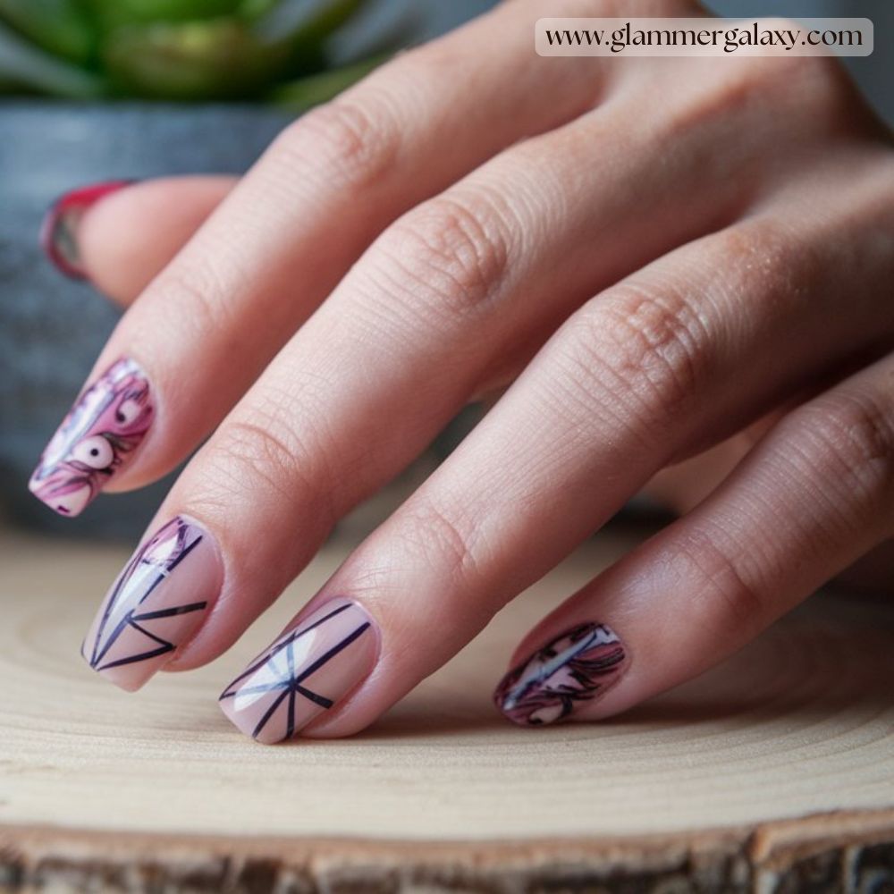 Hot summer nails having Geometric + floral