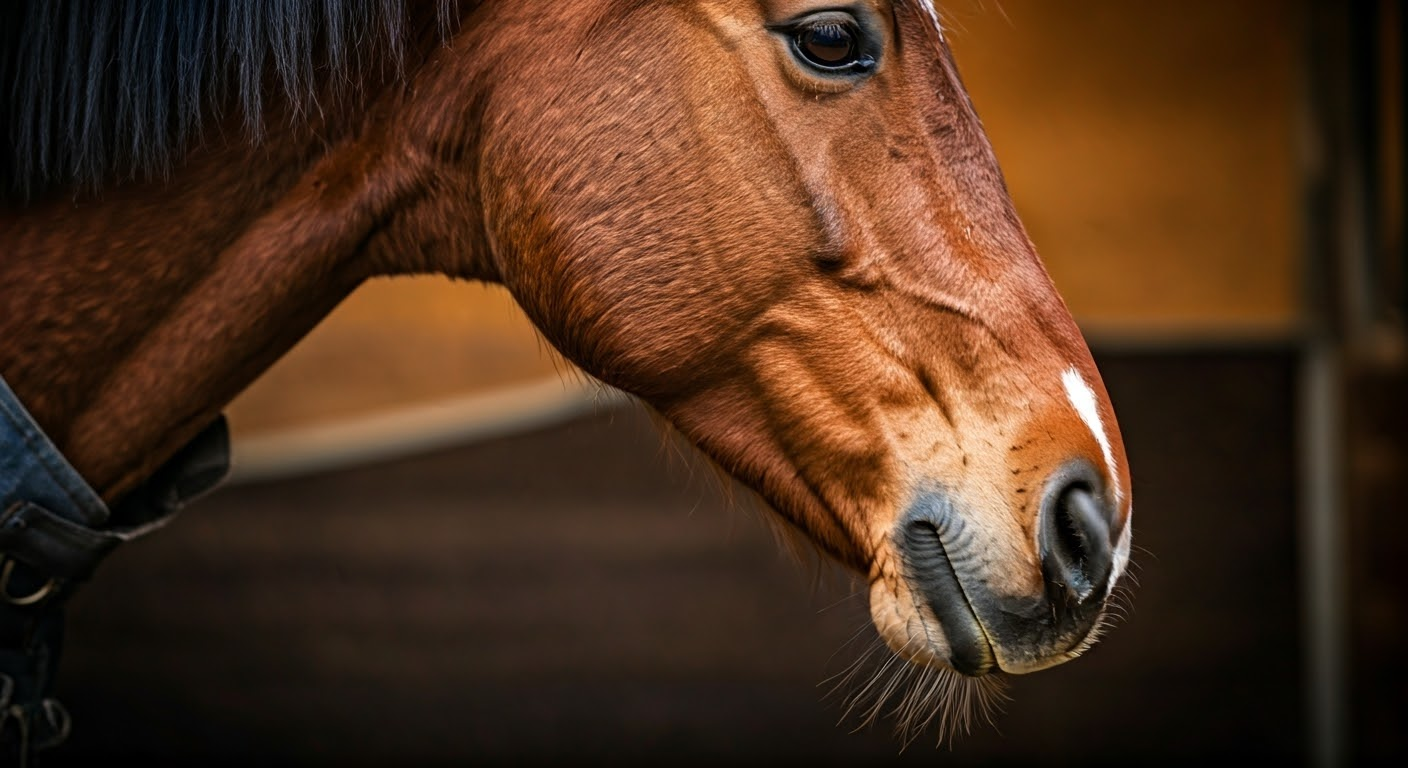 Horse wearing layered rugs in stable