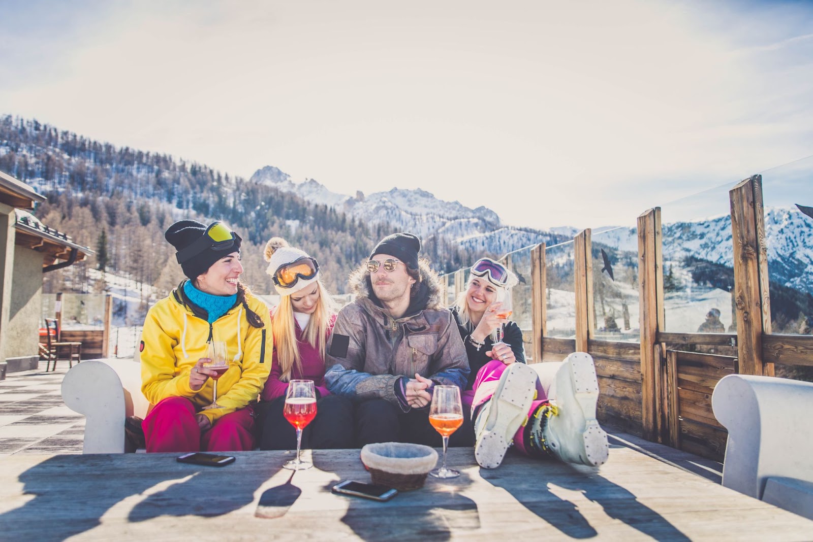 Happy hour outside in the winter.