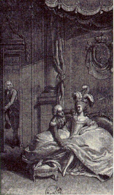 Marie Antoinette with the king’s younger brother, the Count d’Artois, as the king looks on.