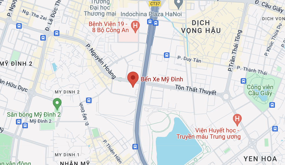 pick up drop off point of hai phu bus in hanoi: my dinh bus station