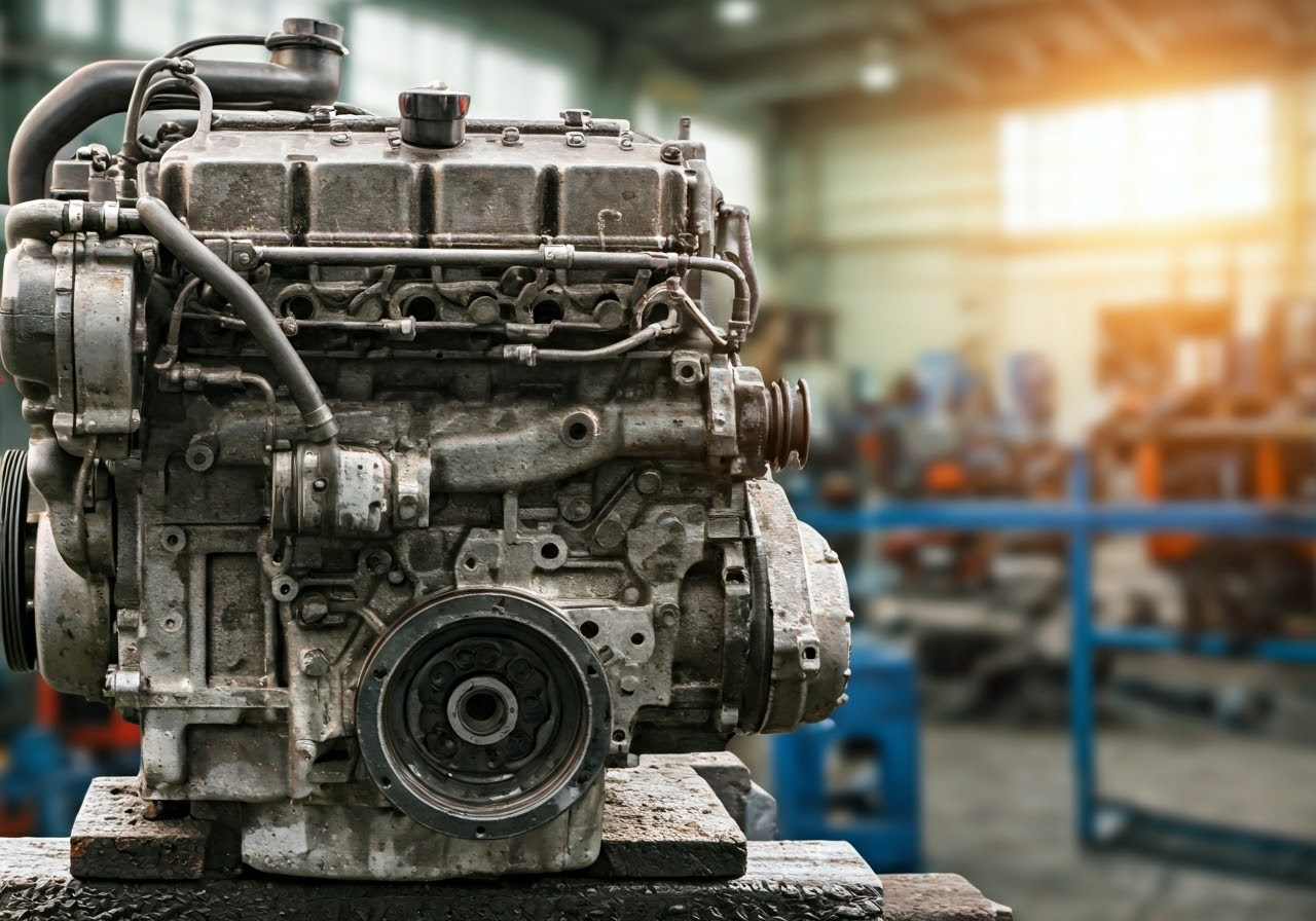 Image of a diesel engine undergoing maintenance, illustrating the importance of replacing worn parts for optimal performance.