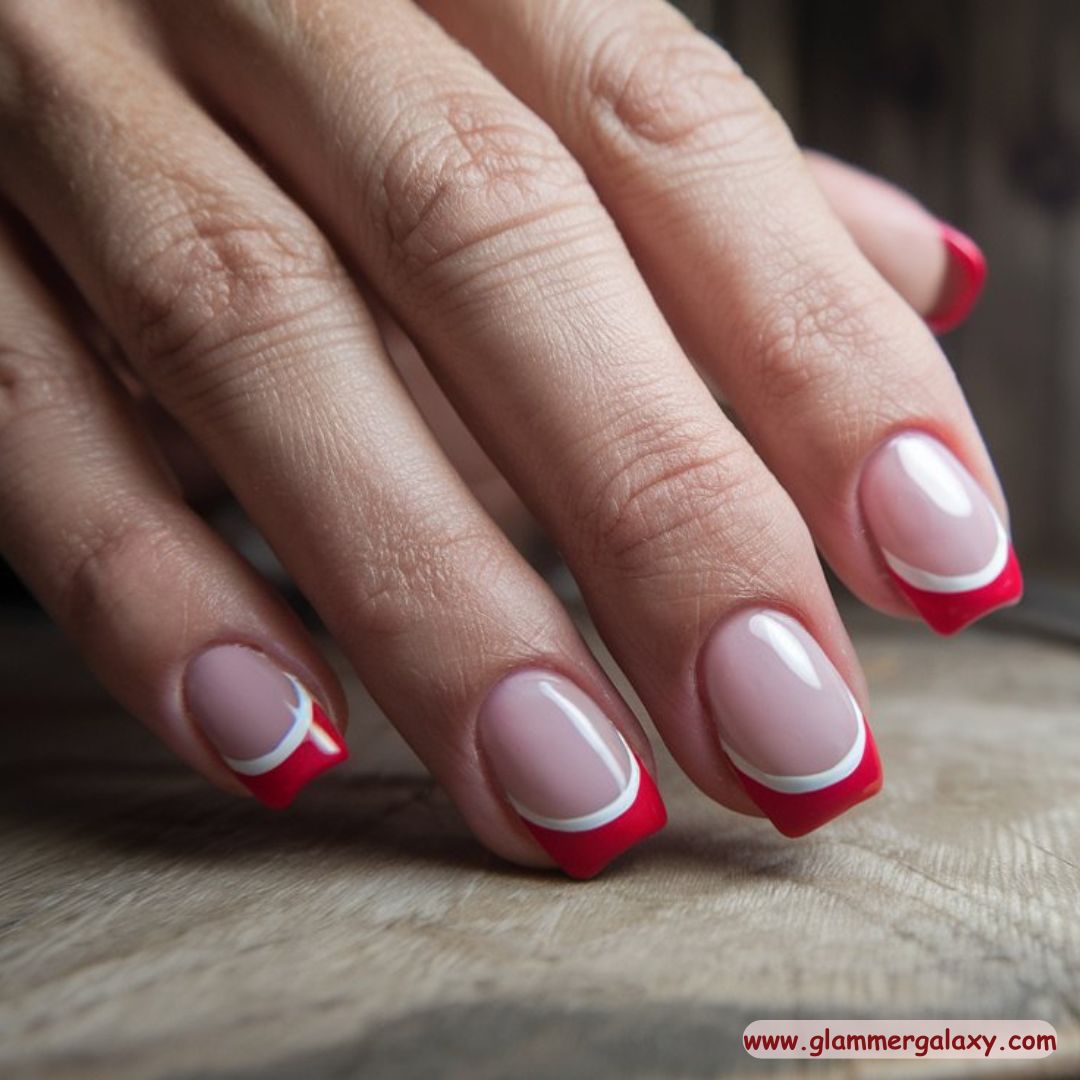 Red Winter Nail Designs having Bold French
