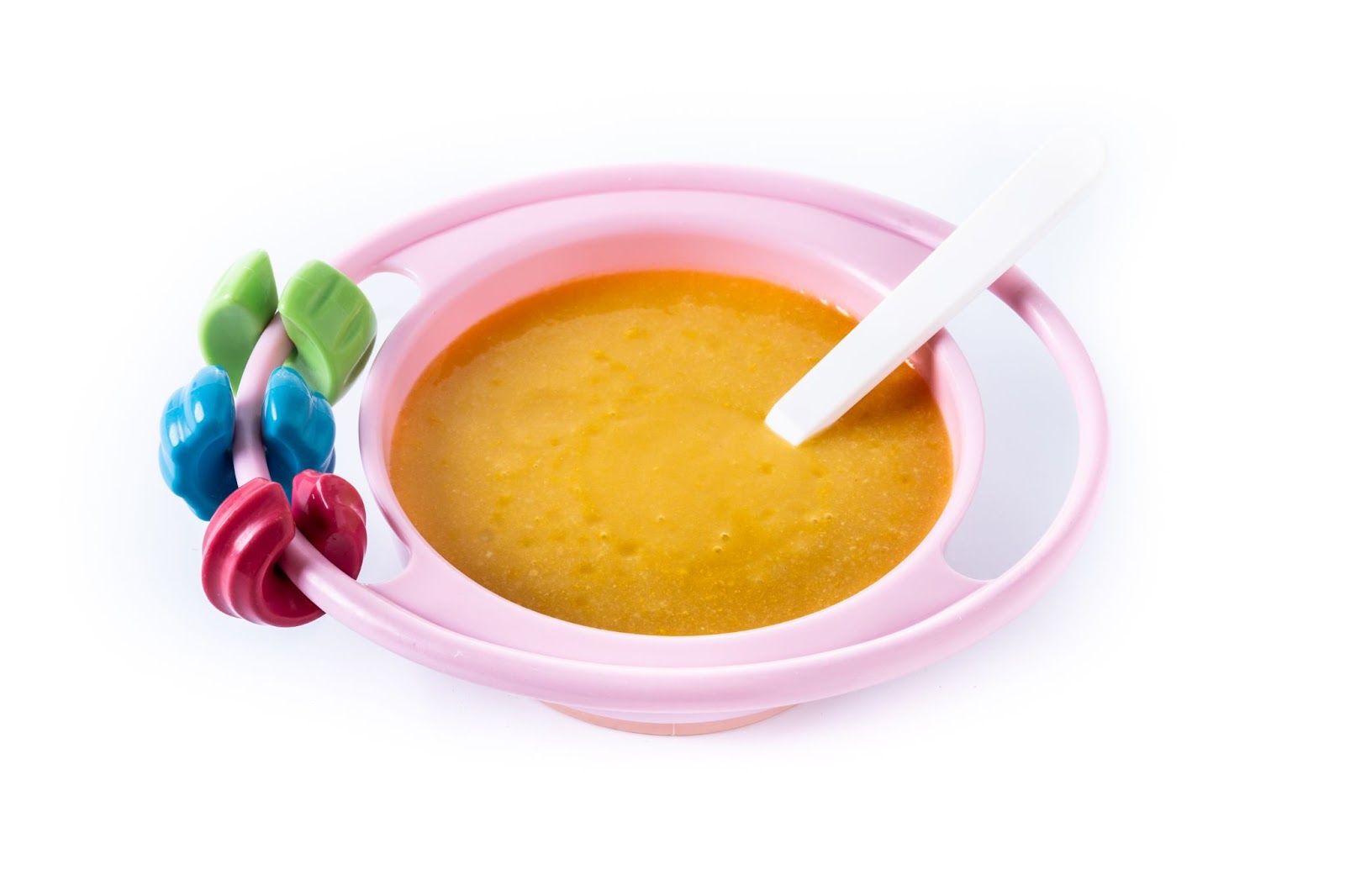 A baby food bowl with carrot puree&nbsp;