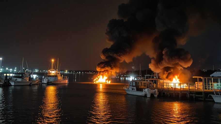 Boat Fire at Alton Marina Illinois 2016 Fishing