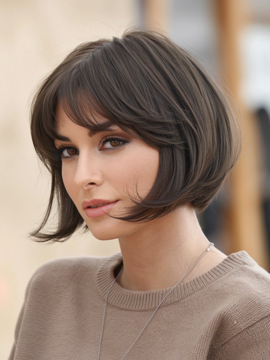 24. Short Razored Rounded Bob