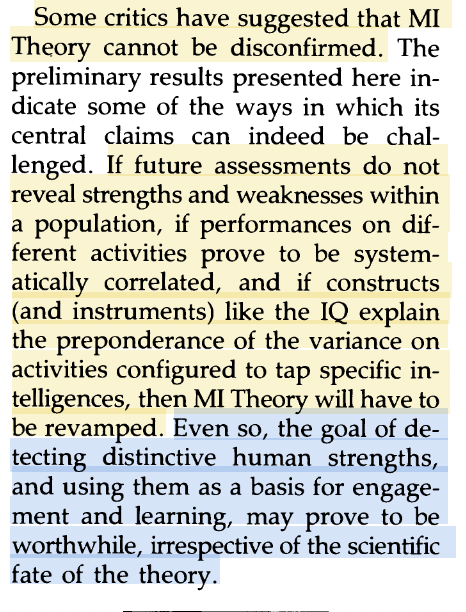 Citaat uit Multiple Intelligences Go to School (Gardner en Hatch 1989)