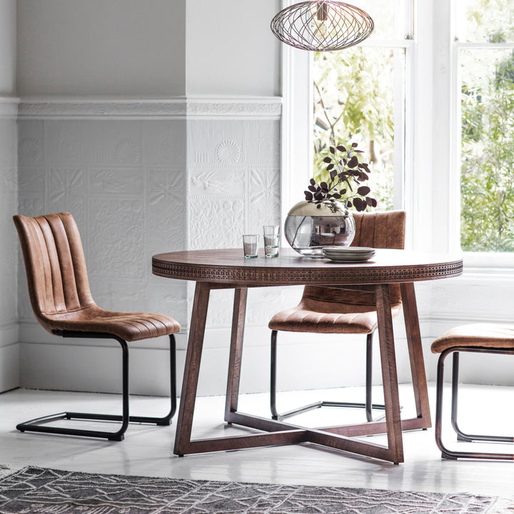 Brown Round Dining Table