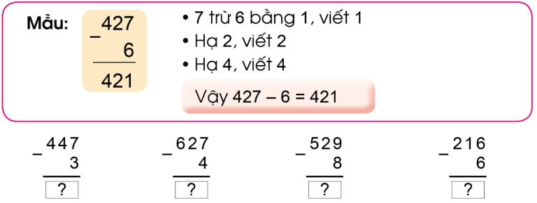 BÀI 77. PHÉP TRỪ( KHÔNG NHỚ) TRONG PHẠM VI 1000