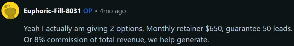 Lead generation income Reddit