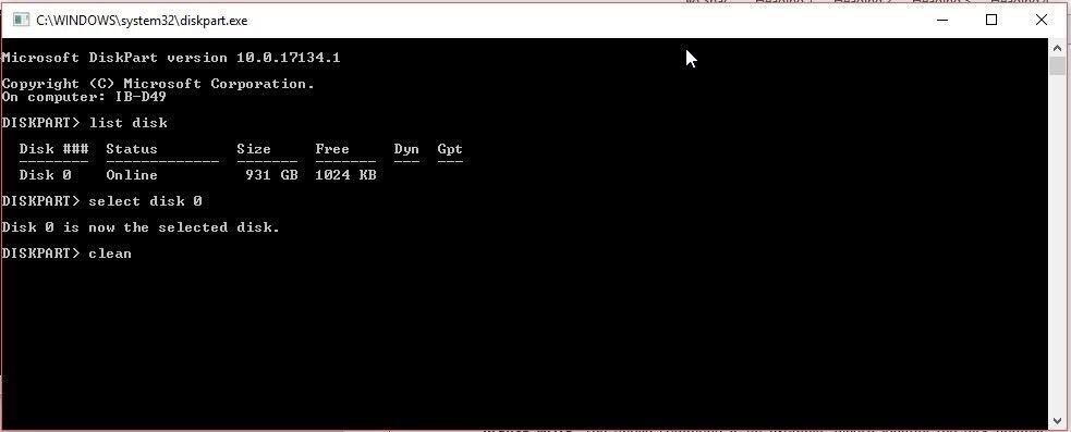 Dispart command prompt