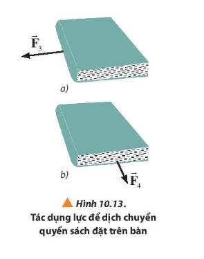 BÀI 10 BA ĐỊNH LUẬT NEWTON VỀ CHUYỂN ĐỘNGMở đầu: Trên đường đi du lịch hè, xe ô tô chở gia đình bạn Tuấn bất chợt gặp sự cố về máy và không thể tiếp tục di chuyển. Bố của Tuấn đã nhờ xe cứu hộ đến và kéo xe ô tô về nơi sửa chữa (Hình 10.1). Tác động nào giúp chiếc xe của gia đình Tuấn có thể chuyển động được từ khi đứng yên?Đáp án chuẩn: Nhờ một lực đẩy và lực kéo của xe cứu hộ.1. Định luật I NewtonCâu 1: Hãy nêu tên một số lực mà em đã biết hoặc đã học trong môn Khoa học tự nhiên.Đáp án chuẩn: Lực đẩy; Lực kéo; Lực ma sát; Lực đàn hồi; Lực hút...Câu 2: Quan sát Hình 10.4, dự đoán về chuyển động của vật sau khi được đẩy đi trên các bề mặt khác nhau:a) mặt bànb) mặt băngc) mặt đệm không khí.Đáp án chuẩn: Chuyển động của các vật tăng dần từ mặt bàn đến mặt băng và mặt đệm không khí.Câu 3: Đưa ra nhận định và giải thích về sự tồn tại của vật tự do trên thực tếĐáp án chuẩn: Nhận định: Một vật nếu không chịu tác dụng của lực nào (vật tự do) thì vật đó giữ nguyên trạng thái đứng yên, hoặc chuyển động thẳng đều mãi mãi.Câu 4: Aristotle nhận định rằng “Lực là nguyên nhân của chuyển động”. Nhận định này đã tồn tại hàng ngàn năm trước thời đại của Newton. Hãy nêu một số ví dụ minh họa để phản bác nhận định này.Đáp án chuẩn: + Một cái tủ đang đứng lên, dùng tay đẩy tủ, tủ vẫn đứng yên.+ Một chiếc xe đang chuyển động, dùng tay hãm lại sự chuyển động đó, chiếc xe giảm tốc độ xuống nhưng một lúc sau mới dừng hẳn.Câu 5: Một quả bóng được đặt trong một toa tàu ban đầu đứng yên, giả sử lực ma sát giữa quả bóng và sàn tàu không đáng kể. Tàu bắt đầu chuyển động nhanh dần đều. Hãy nhận xét về chuyển động của quả bóng đối với bạn học sinh đứng ở sân ga (Hình 10.7). Giải thích tính chất của chuyển động này.Đáp án chuẩn: Nhận xét: quả bóng đứng yên so với người quan sát đứng ở sân ga. Do quả bóng ban đầu đứng yên nên nó có xu hướng giữ nguyên trạng thái đó, khi tàu chuyển động về phía trước thì bóng có xu hướng chuyển động về phía sau so với tàu.2. Định luật II NewtonThí nghiệm 1: - Dựa vào số liệu thu được, tính toán gia tốc trung bình của xe con cho 4 trường hợp lực kéo khác nhau tác dụng lên xe.- Vẽ đồ thị 1 thể hiện sự phụ thuộc của gia tốc a (trục tung) vào lực tác dụng F (trục hoành) khi khối lượng của xe con được giữ không đổi.Đáp án chuẩn: Số lượng gia trọngF (N)a (m/s2) Lần 1Lần 2Lần 3Trung bìnhLần 1Lần 2Lần 3Trung bình10,180,180,170,180,570,560,570,5720,360,350,350,351,091,081,081,0830,500,510,500,501,531,541,531,5340,630,640,640,641,971,961,971,97Đồ thị:Câu 1: Dựa vào đồ thị 1, hãy Giải nhanh các câu saua, Đồ thị 1 có dạng gì?b, Gia tốc của vật có mối liên hệ như thế nào với lực tác dụng vào vật khi khối lượng của vật không đổi.Đáp án chuẩn: a) Đường thẳng.b) Khi khối lượng của vật không đổi, gia tốc tỉ lệ thuận với lực tác dụng.Câu 2: Từ kết quả thí nghiệm, hãy nhận xét về mối liên hệ giữa gia tốc mà vật thu được với độ lớn của lực tác dụng vào vật.Đáp án chuẩn: - Gia tốc của vật có cùng hướng với lực tác dụng lên vật.- Độ lớn của gia tốc tỉ lệ thuận với độ lớn của lực và tỉ lệ nghịch với khối lượng của vật.Thí nghiệm 2: - Dựa vào số liệu thu được, tính gia tốc trung bình của hệ cho từng trường hợp.- Vẽ đồ thị 2 thể hiện sự phụ thuộc của gia tốc a (trục tung) vào nghịch đảo khối lượng M (trục hoành) của hệ chuyển động (gồm xe con có tích hợp cảm biến gia tốc và cảm biến lực, quả nặng được treo vào móc và các gia trọng được đặt lên xe) khi lực tác dụng vào hệ có độ lớn không đổi.Đáp án chuẩn: Khối lượng của gia trọng được đặt lên xe m (kg)Khối lượng của hệM = m0 + m* + m (kg)a (m/s2)Lần 1Lần 2Lần 3Trung bình0,000,3400,570,570,570,570,020,3600,550,540,550,550,040,3800,520,510,510,510,060,4000,490,480,480,480,080,4200,470,460,460,46Đồ thị:Câu 3: Dựa vào đồ thị 2, Giải nhanh các câu hỏi sau:a) Đồ thị 2 có dạng gì?b) Gia tốc của vật có mối liên hệ như thế nào với khối lượng của vật khi lực tác dụng vào vật không đổi. Đáp án chuẩn:a) Đường thẳngb) Mối liên hệ tỉ lệ nghịch với khối lượng của vật khi lực tác dụng vào vật không đổi.Câu 4: Quan sát Hình 10.10, nhận xét trong trường hợp nào thì ta có thể dễ dàng làm xe chuyển động từ trạng thái đứng yên. Giả sử lực tác dụng trong hai trường hợp có độ lớn tương đương nhau. Giải thích.Đáp án chuẩn:Lực tác dụng trong hai trường hợp như nhau nên gia tốc trong rường hợp 1 nhỏ hơn gia tốc trong trường hợp 2, vì vậy ta có thể làm xe máy dễ dàng chuyển động hơn ô tô.Câu 5: Áp dụng công thức định luật II Newton (10.1) để lập luận rẳng khối lượng là đại lượng đặc trưng cho mức quán tính của vật.Đáp án chuẩn:Qua biểu thức của định luật II Newton, ta thấy khi vật có khối lượng càng lớn thì gia tốc của vật càng nhỏ, tức vật càng khó thay đổi vận tốc, nghĩa là vật có quán tính càng lớn và ngược lại. Câu 6: Một xe bán tải khối lượng 2,5 tấn đang di chuyển trên cao tốc với tốc độ 90 km/h. Các xe cần giữ khoảng cách an toàn so với xe chạy phía trước 70 m. Khi xe đi trước có sự cố và dừng lại đột ngột. Hãy xác định lực cản tối thiểu để xe bán tải có thể dừng lại an toànĐáp án chuẩn:11 150NCâu 7: Trong trò chơi thổi viên bi, mỗi bạn sử dụng một ống bơm khí từ vật liệu đơn giản như Hình 10.11, thổi khí vào viên bi được đặt trên ray định hướng. Người chơi sẽ chiến thắng khi thổi viên bi đi xa hơn sau ba lần. Hãy sử dụng định luật II Newton giải thích làm thế nào để có thể chiến thắng trò chơi này. Đáp án chuẩn:Ta bóp ở cuối chai thì sẽ tạo ra lực lớn.Câu 8: Nhận xét về chuyển động của thùng hàng khi chịu tác dụng của lực đẩy và kéo cùng độ lớn trong Hình 10.12 và chuyển động của quyển sách khi lần lượt chịu tác dụng của lực theo các hướng khác nhau như trong Hình 10.13.Đáp án chuẩn:Hình 10.12: Khi hai em bé lần lượt đẩy và kéo thùng hàng đang đứng yên với hai lực bằng nhau thì thùng hàng chuyển động với gia tốc như nhau.Hình 10.13: Lực tác dụng lên quyển sách khác nhau về hướng thì quyển sách sẽ chuyển động theo hướng khác nhau và gia tốc khác nhau.Câu 9: Hãy xác định các cặp lực bằng nhau, không bằng nhau tác dụng lên tạ và tên lửa trong Hình 10.14Đáp án chuẩn:Hình 14.10a: Hai lực cân bằng nhau là lực đẩy từ tay của vận động viên và trọng lực từ tạHình 10.14b: Hai lực không cân bằng là phản lực và trọng lực.3. Định luật III NewtonCâu 1: Quan sát Hình 10.15 và Giải nhanh các câu hỏi:a) Khi ta đấm (tác dụng lực) vào bao cát thì tay ta có chịu lực tác dụng không?b) Khi đưa hai cực cùng tên của hai nam châm thẳng lại gần nhau thì lực tác dụng lên từng nam châm có tính chất gì?Đáp án chuẩn:a) Tay ta cảm thấy đau, tay ta cũng bị bao cát tác dụng lên một lực.b) Lực tác dụng lên từng nam châm là lực hút.Câu 2: Xét trường hợp con ngựa kéo xe như Hình 10.17. Khi ngựa tác dụng một lực kéo lên xe, theo định luật III Newton sẽ xuất hiện một phản lực có cùng độ lớn nhưng ngược hướng so với lực kéo. Vậy tại sao xe vẫn chuyển động về phía trước? Giải thích hiện tượng.Đáp án chuẩn:Do hai lực tác dụng vào hai vật (xe, ngựa) khác nhau nên hai lực này không thể triệt tiêu nhau lẫn nhau được nên xe vẫn chuyển động về phía trước.Câu 3: Hãy tìm hiểu và trình bày những hiện tượng trong đời sống liên quan đến định luật III Newton.Đáp án chuẩn:Trò chơi kéo co; hiện tượng đẩy người về phía trước...Bài tập: