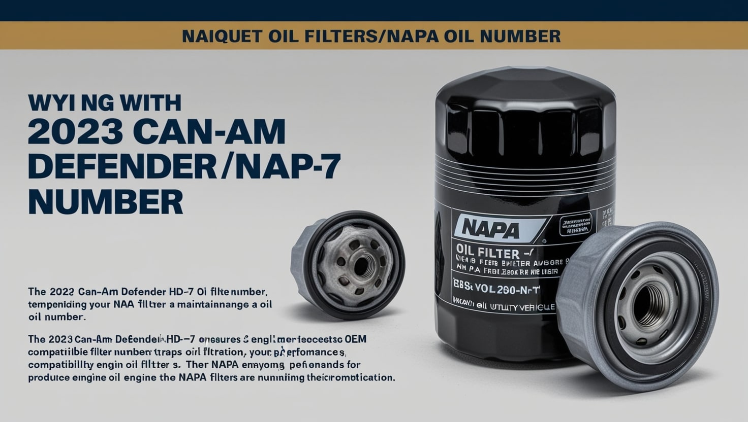 2023 Can-Am Defender HD-7 Oil Filter/NAPA Number