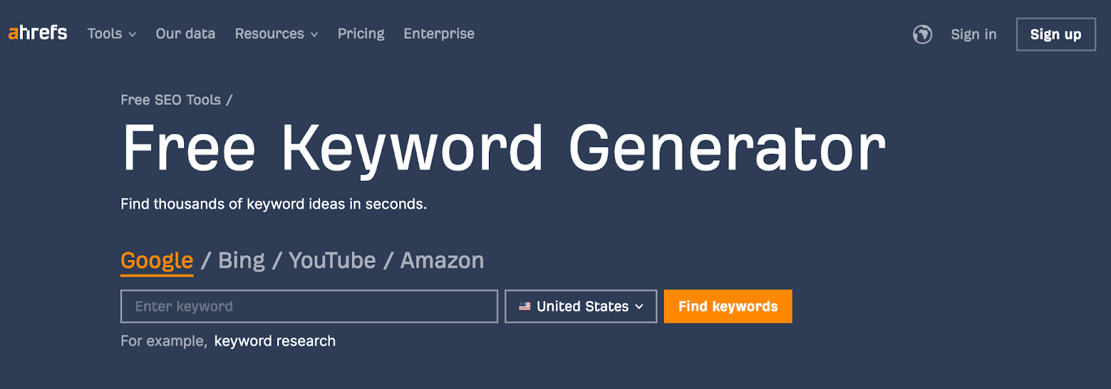 Ahrefs Free Keyword Generator