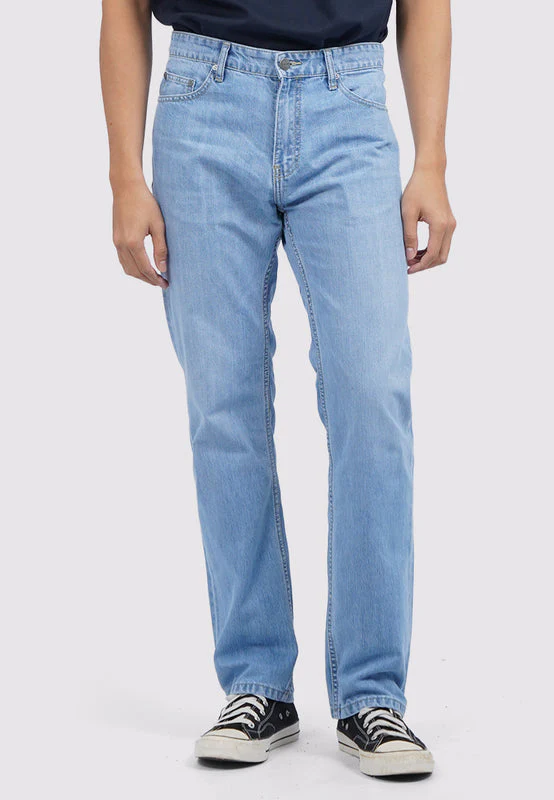 Straight Fit Denim Pants Light Blue