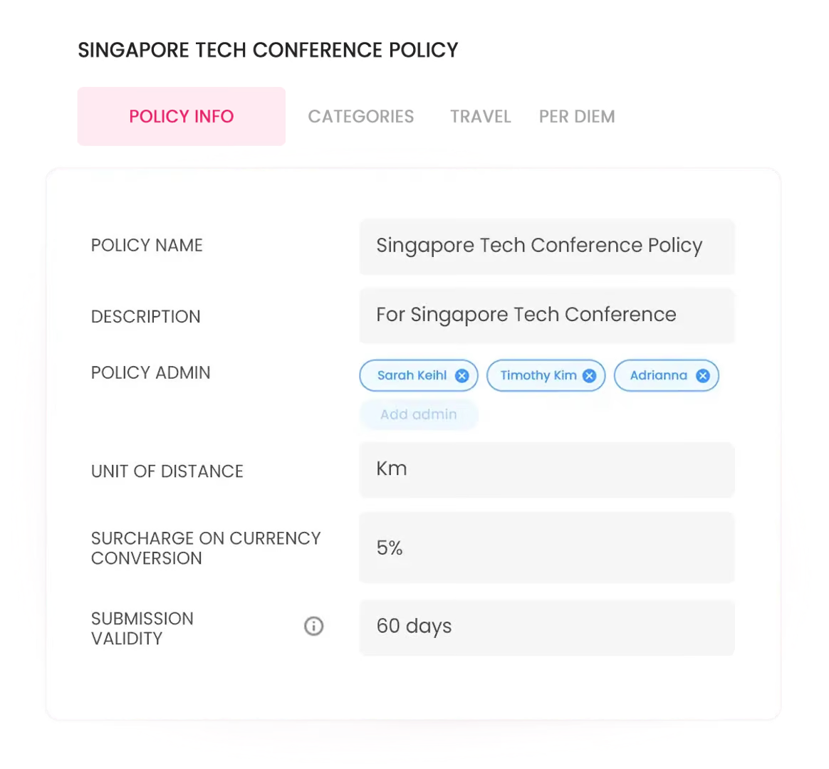 Customizable Expense Policies