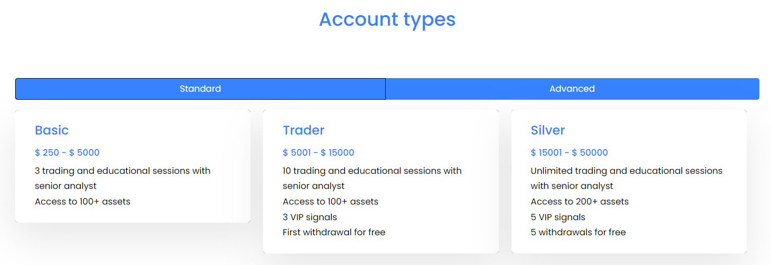 MS Limited account types