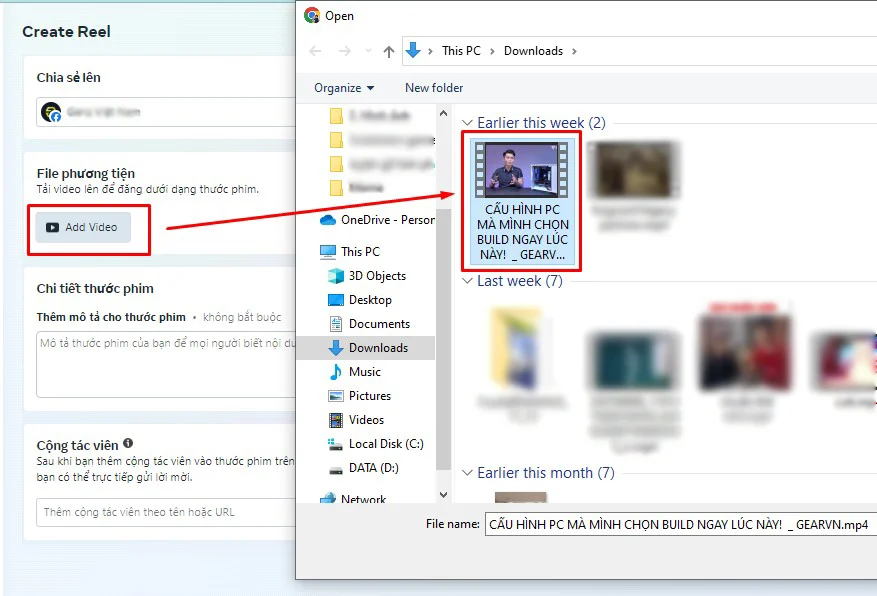 cách đăng tải video reels Facebook