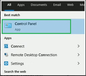 Open the Search Bar then choose Control Panel