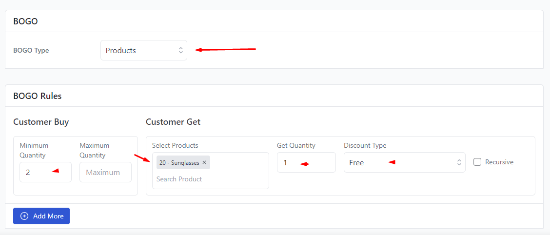 set BOGO WooCommerce discount for multiple items 