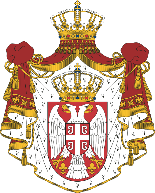 A red and white coat of arms with a crown and a white eagle

Description automatically generated