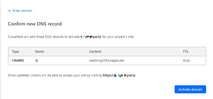 Cloudflare activate domain