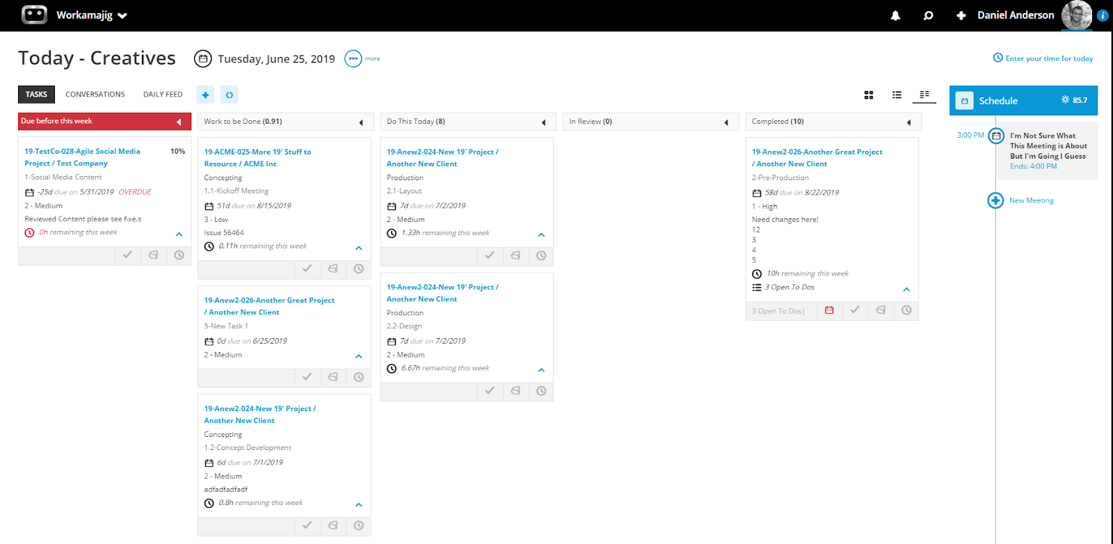 kanban in workamajig