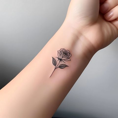 Minimalist Rose Tattoo