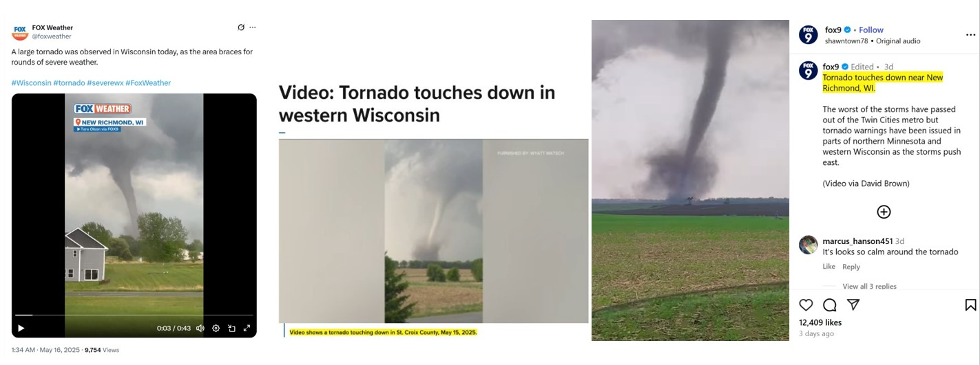 Recent Tornado Clips Mixed With Old Footage From Global Storms