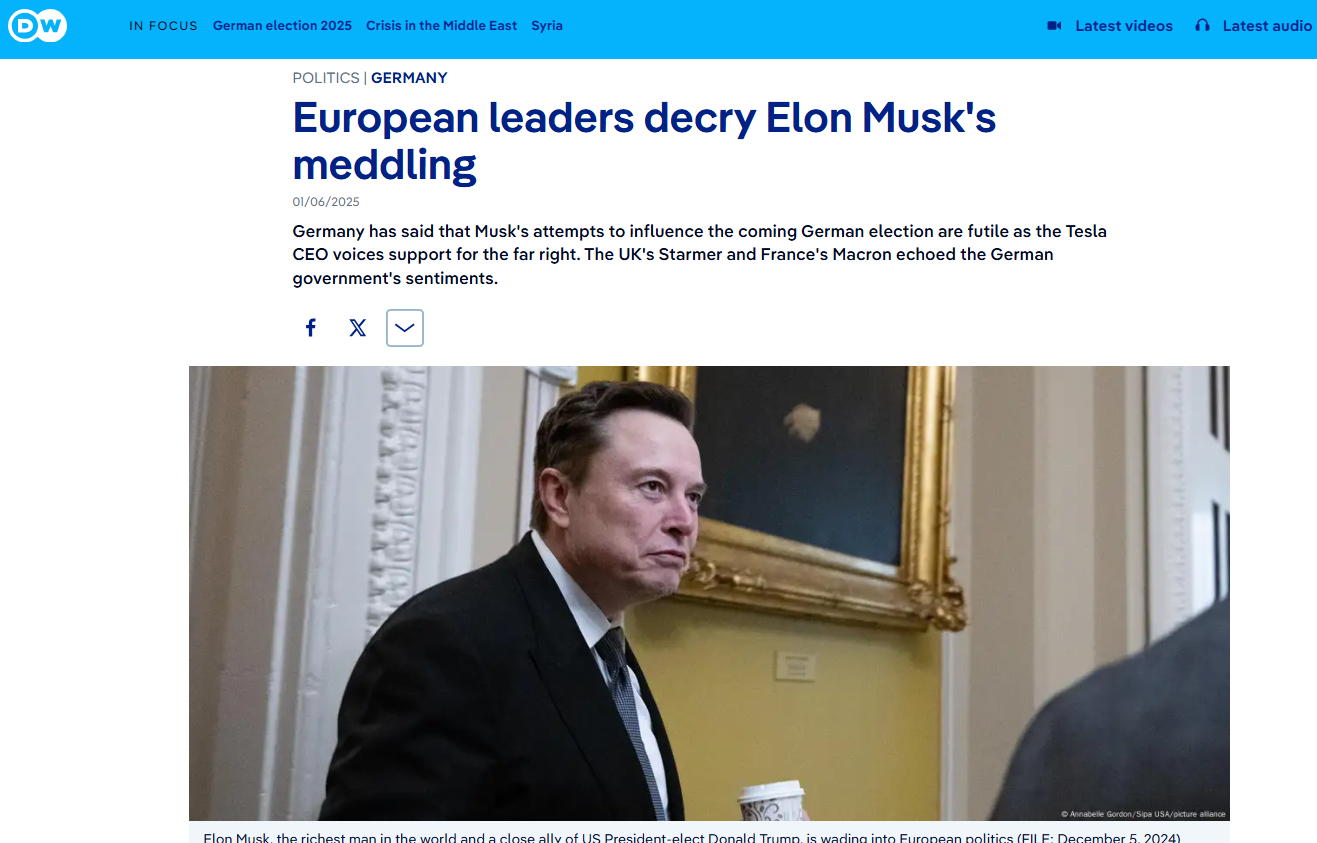 European Leaders decry Elon Musk's meddling